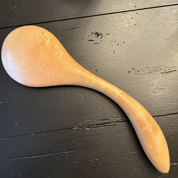 Maine Birdseye Maple Hand Carved Salad Serving Fork & Spoon 11" - Picture 5 of 8